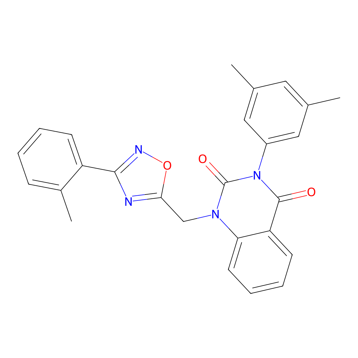 3-(3,5-dimethylphenyl)-1-((3-(o-tolyl)-1,2,4-oxadiazol-5-yl)methyl)quinazoline-2,4(1H,3H)-dione molecular structure, CAS 1207020-59-4