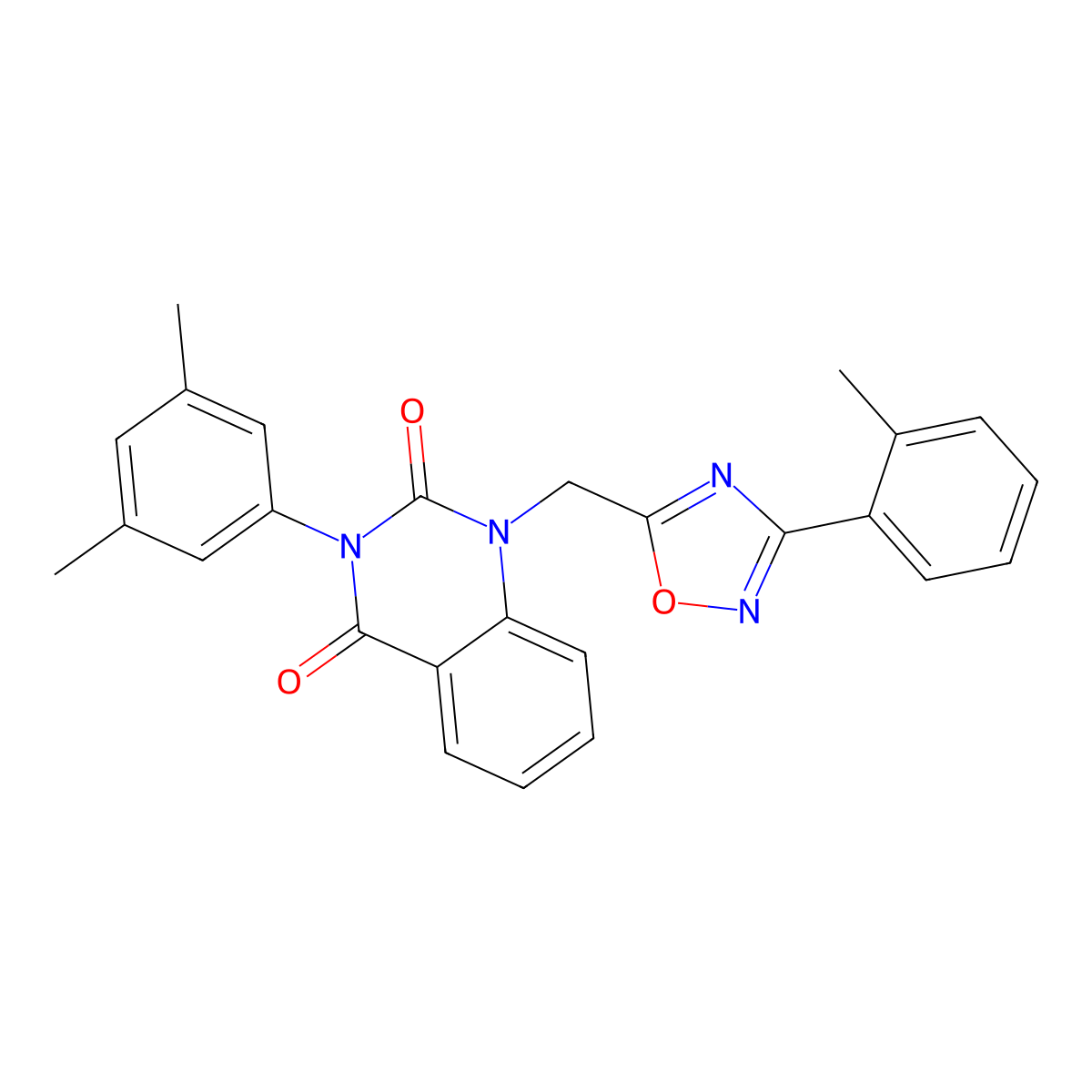3-(3,5-dimethylphenyl)-1-((3-(o-tolyl)-1,2,4-oxadiazol-5-yl)methyl)quinazoline-2,4(1H,3H)-dione molecular structure, CAS 1207020-59-4