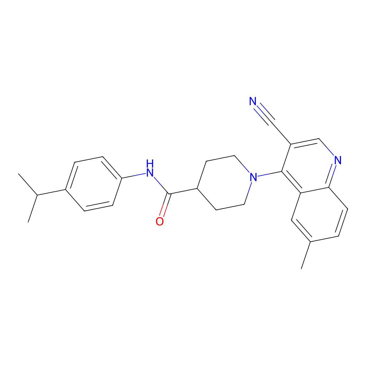 1-(3-cyano-6-methylquinolin-4-yl)-N-(4-isopropylphenyl)piperidine-4-carboxamide molecular structure, CAS 1207020-65-2