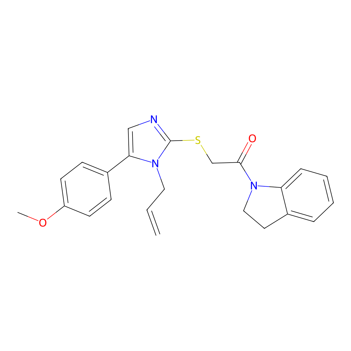 2-((1-allyl-5-(4-methoxyphenyl)-1H-imidazol-2-yl)thio)-1-(indolin-1-yl)ethanone molecular structure, CAS 1207020-66-3