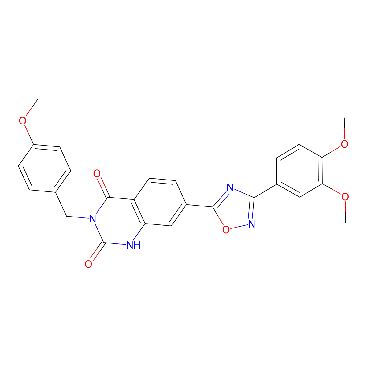 7-(3-(3,4-dimethoxyphenyl)-1,2,4-oxadiazol-5-yl)-3-(4-methoxybenzyl)quinazoline-2,4(1H,3H)-dione molecular structure, CAS 1207020-69-6