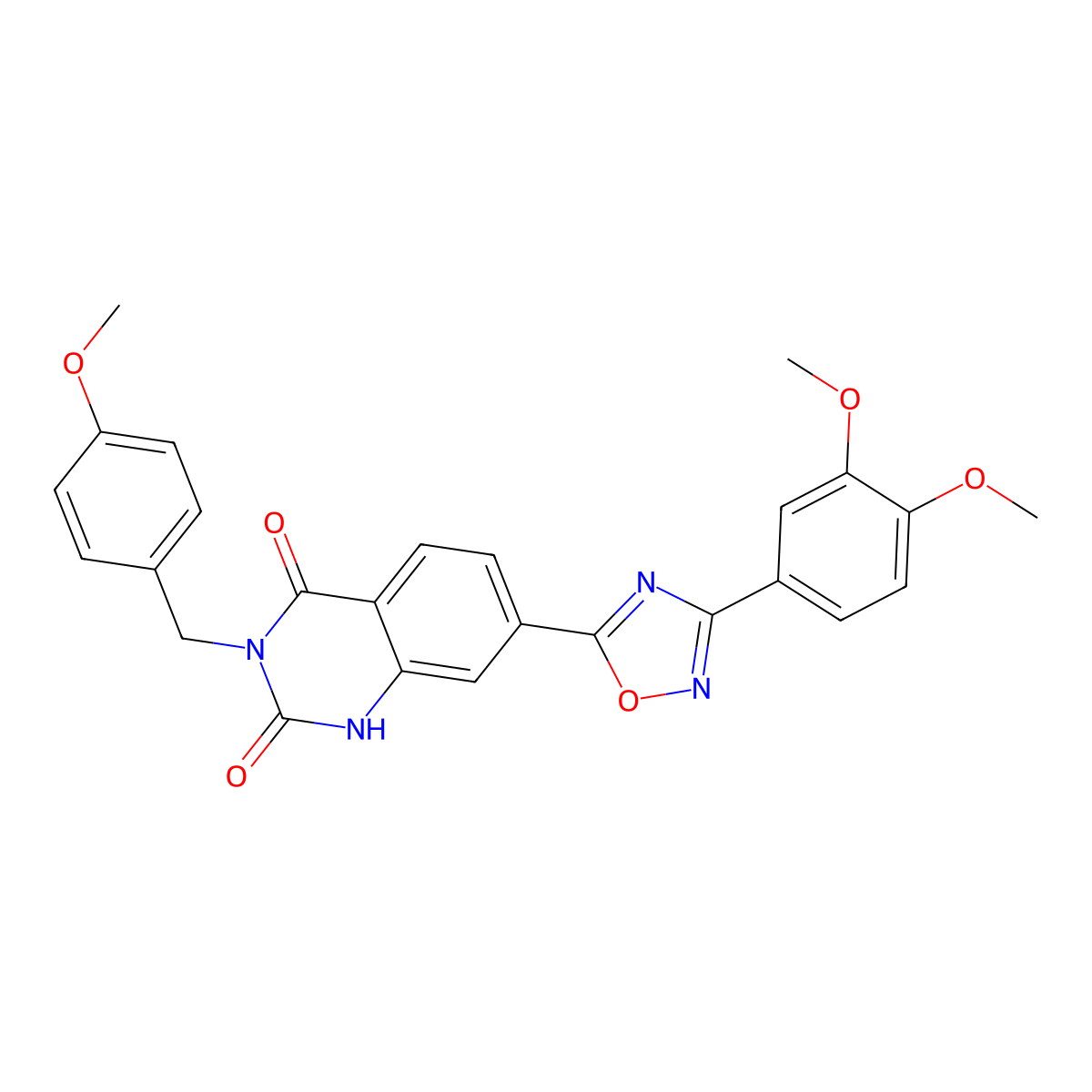 7-(3-(3,4-dimethoxyphenyl)-1,2,4-oxadiazol-5-yl)-3-(4-methoxybenzyl)quinazoline-2,4(1H,3H)-dione molecular structure, CAS 1207020-69-6