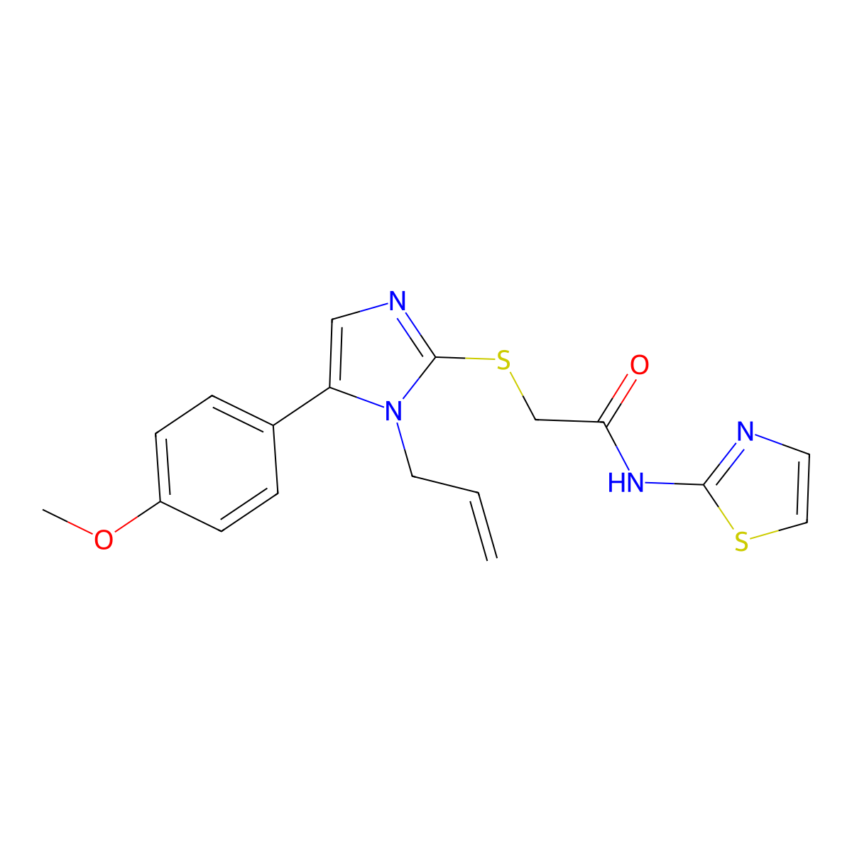 2-((1-allyl-5-(4-methoxyphenyl)-1H-imidazol-2-yl)thio)-N-(thiazol-2-yl)acetamide molecular structure, CAS 1207020-72-1
