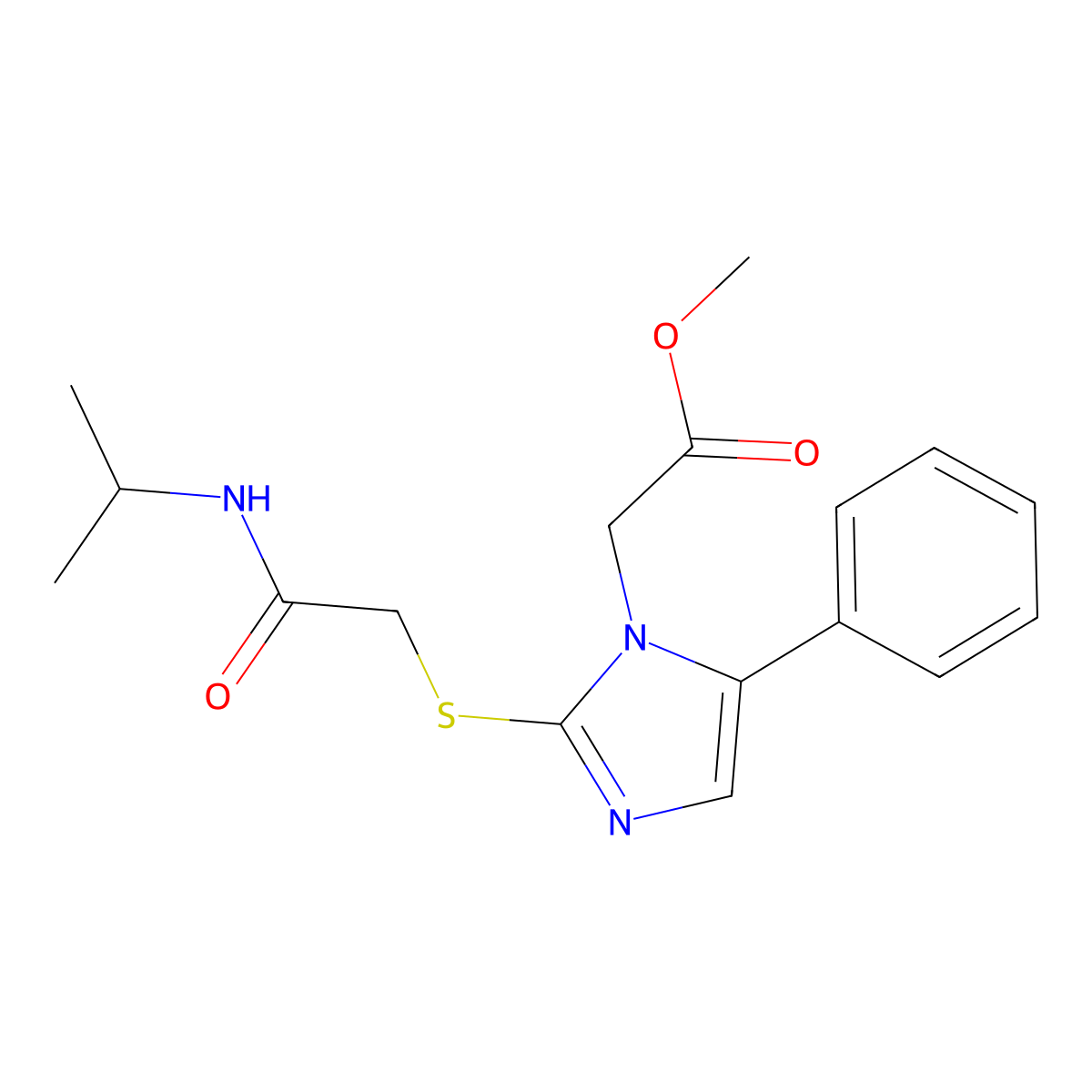 methyl 2-(2-((2-(isopropylamino)-2-oxoethyl)thio)-5-phenyl-1H-imidazol-1-yl)acetate molecular structure, CAS 1207020-73-2