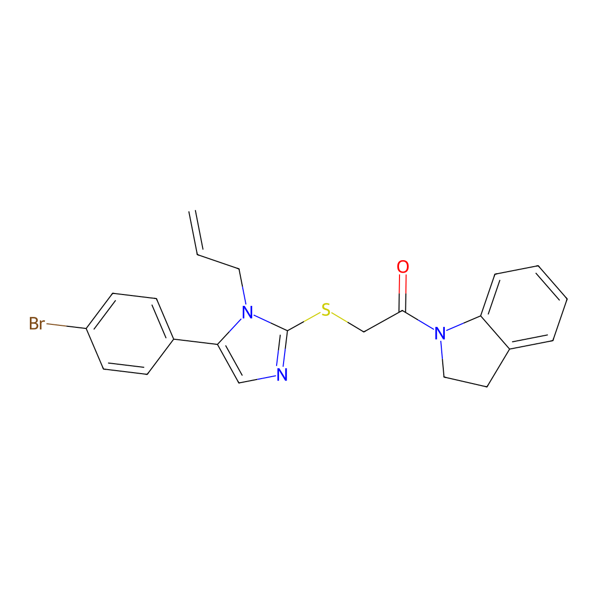 2-((1-allyl-5-(4-bromophenyl)-1H-imidazol-2-yl)thio)-1-(indolin-1-yl)ethanone molecular structure, CAS 1207020-81-2