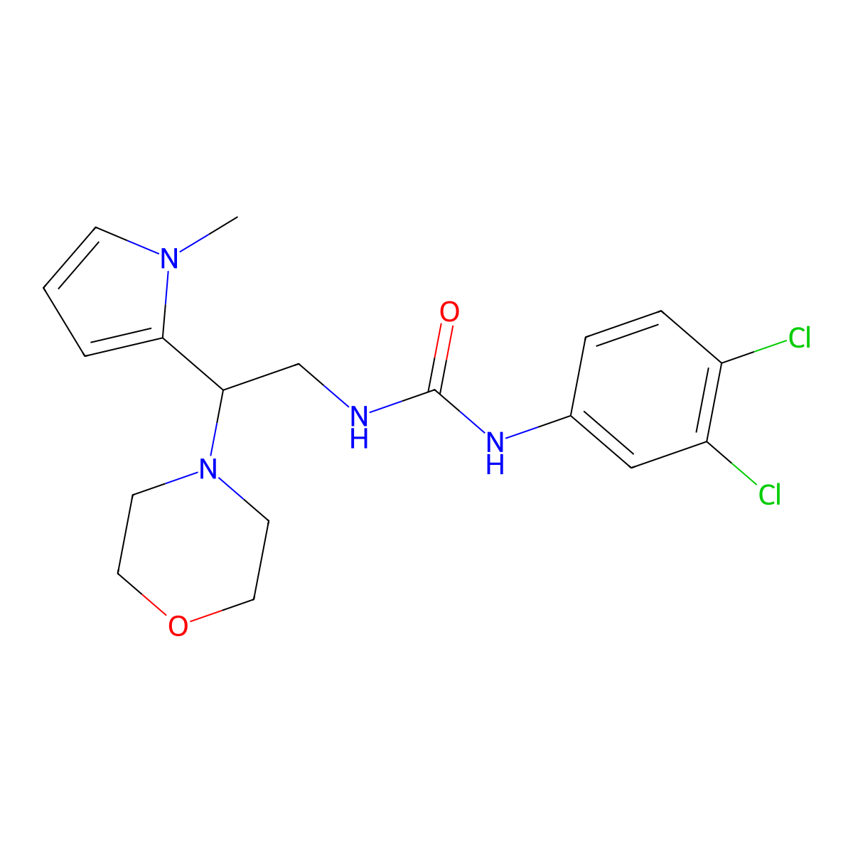 1-(3,4-dichlorophenyl)-3-(2-(1-methyl-1H-pyrrol-2-yl)-2-morpholinoethyl)urea molecular structure, CAS 1207020-88-9