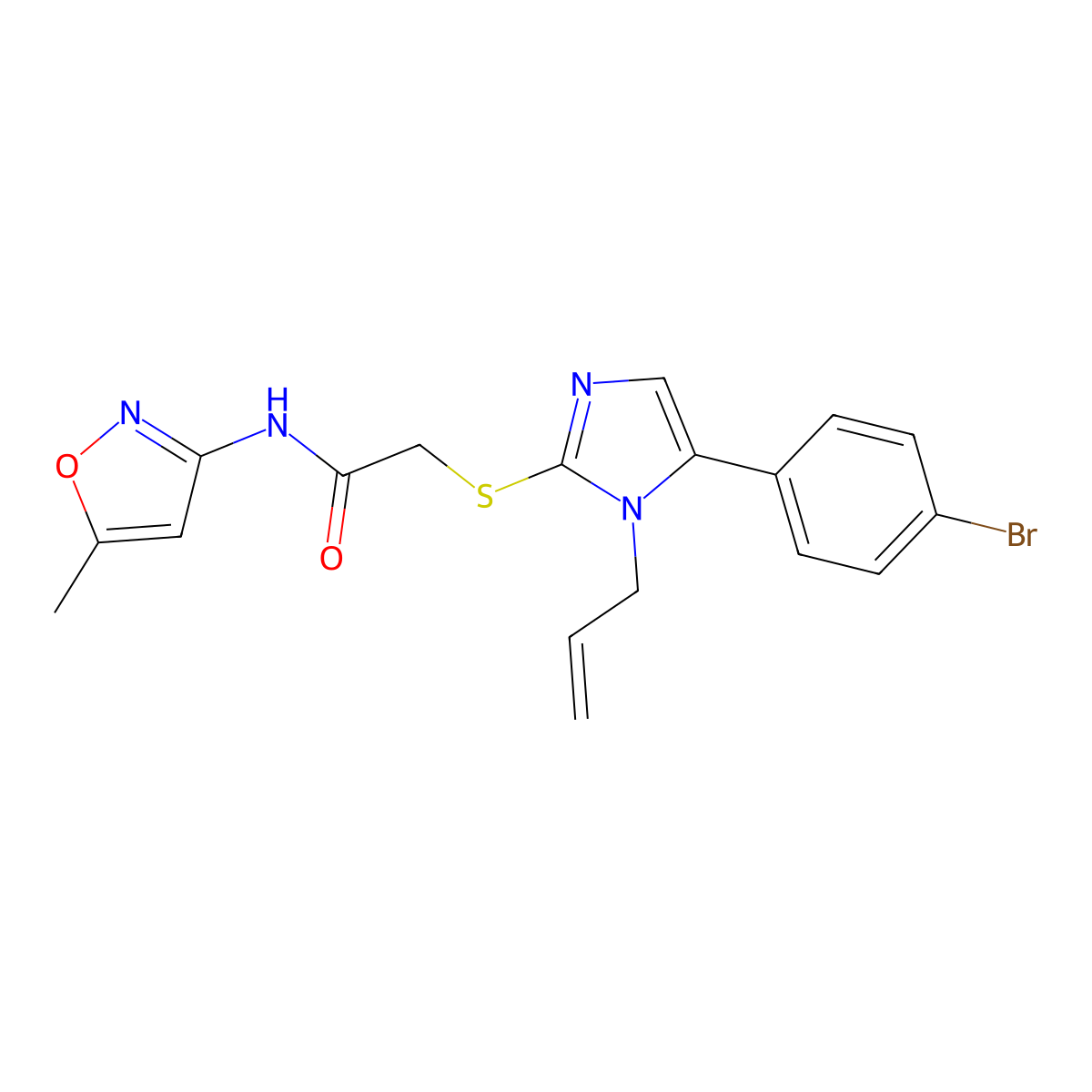 2-((1-allyl-5-(4-bromophenyl)-1H-imidazol-2-yl)thio)-N-(5-methylisoxazol-3-yl)acetamide molecular structure, CAS 1207020-89-0