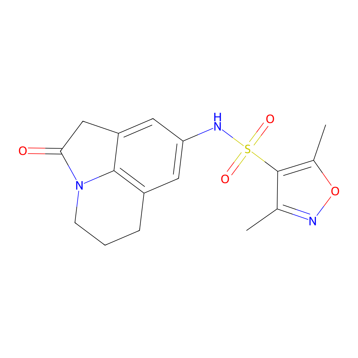3,5-dimethyl-N-{2-oxo-1-azatricyclo[6.3.1.0^{4,12}]dodeca-4(12),5,7-trien-6-yl}-1,2-oxazole-4-sulfonamide molecular structure, CAS 1207020-92-5
