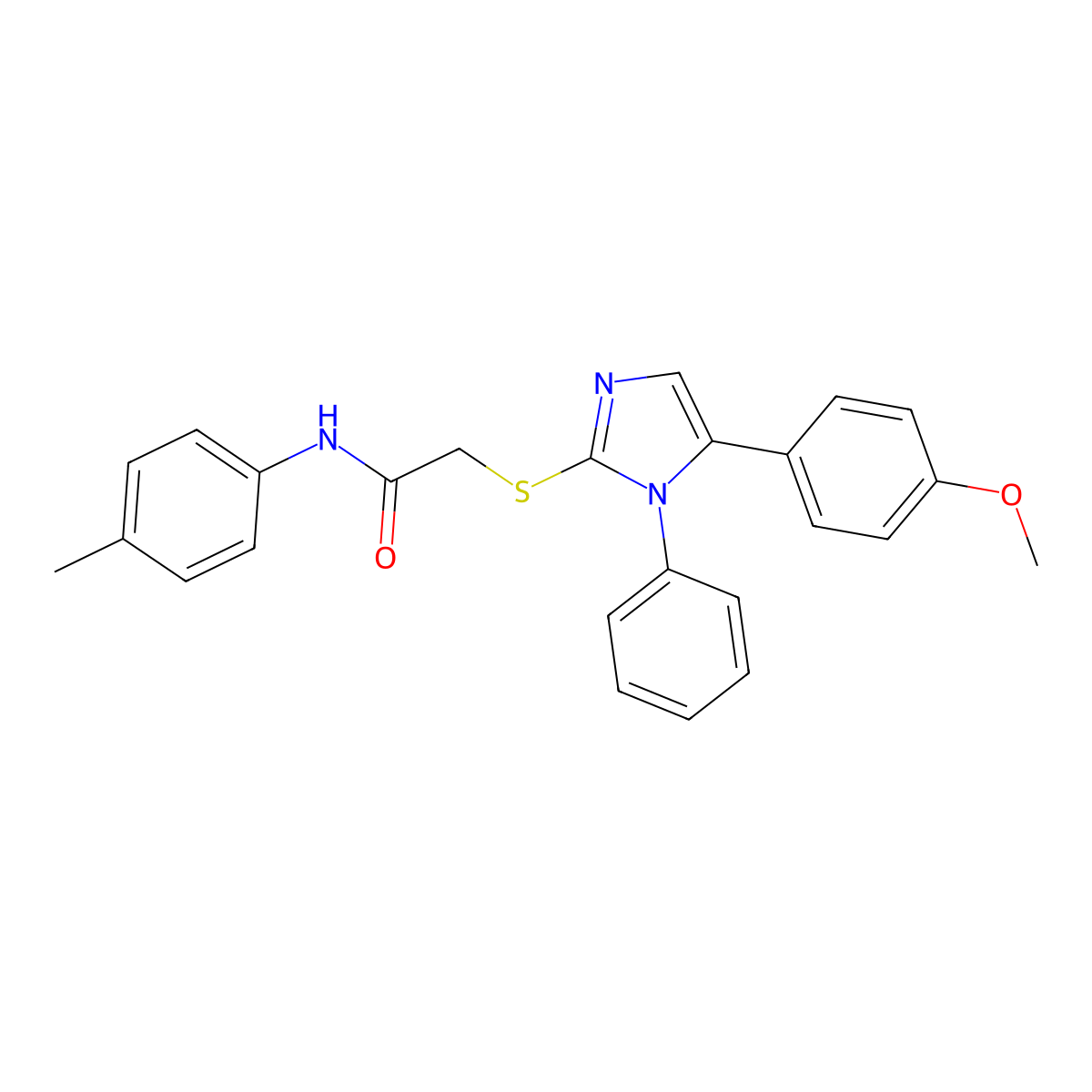 2-((5-(4-methoxyphenyl)-1-phenyl-1H-imidazol-2-yl)thio)-N-(p-tolyl)acetamide molecular structure, CAS 1207020-98-1