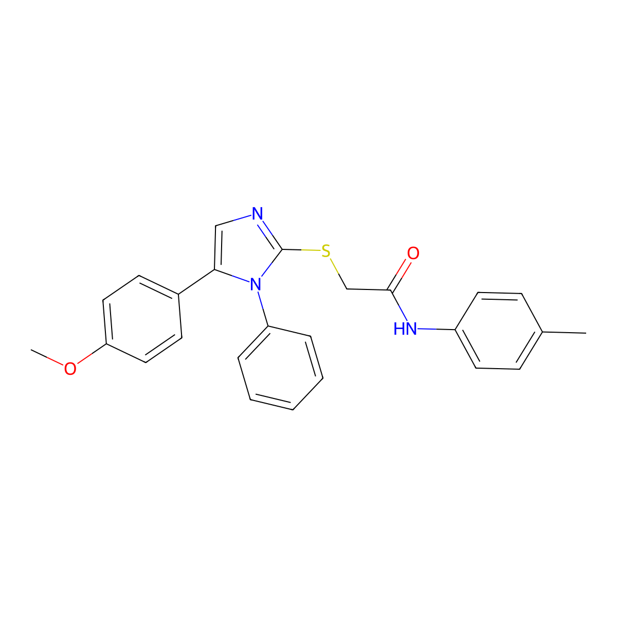 2-((5-(4-methoxyphenyl)-1-phenyl-1H-imidazol-2-yl)thio)-N-(p-tolyl)acetamide molecular structure, CAS 1207020-98-1