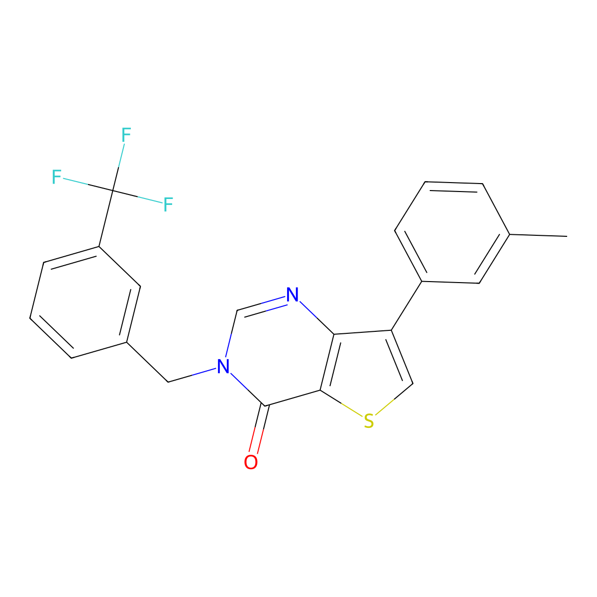 7-(3-methylphenyl)-3-[3-(trifluoromethyl)benzyl]thieno[3,2-d]pyrimidin-4(3H)-one molecular structure, CAS 1207020-99-2
