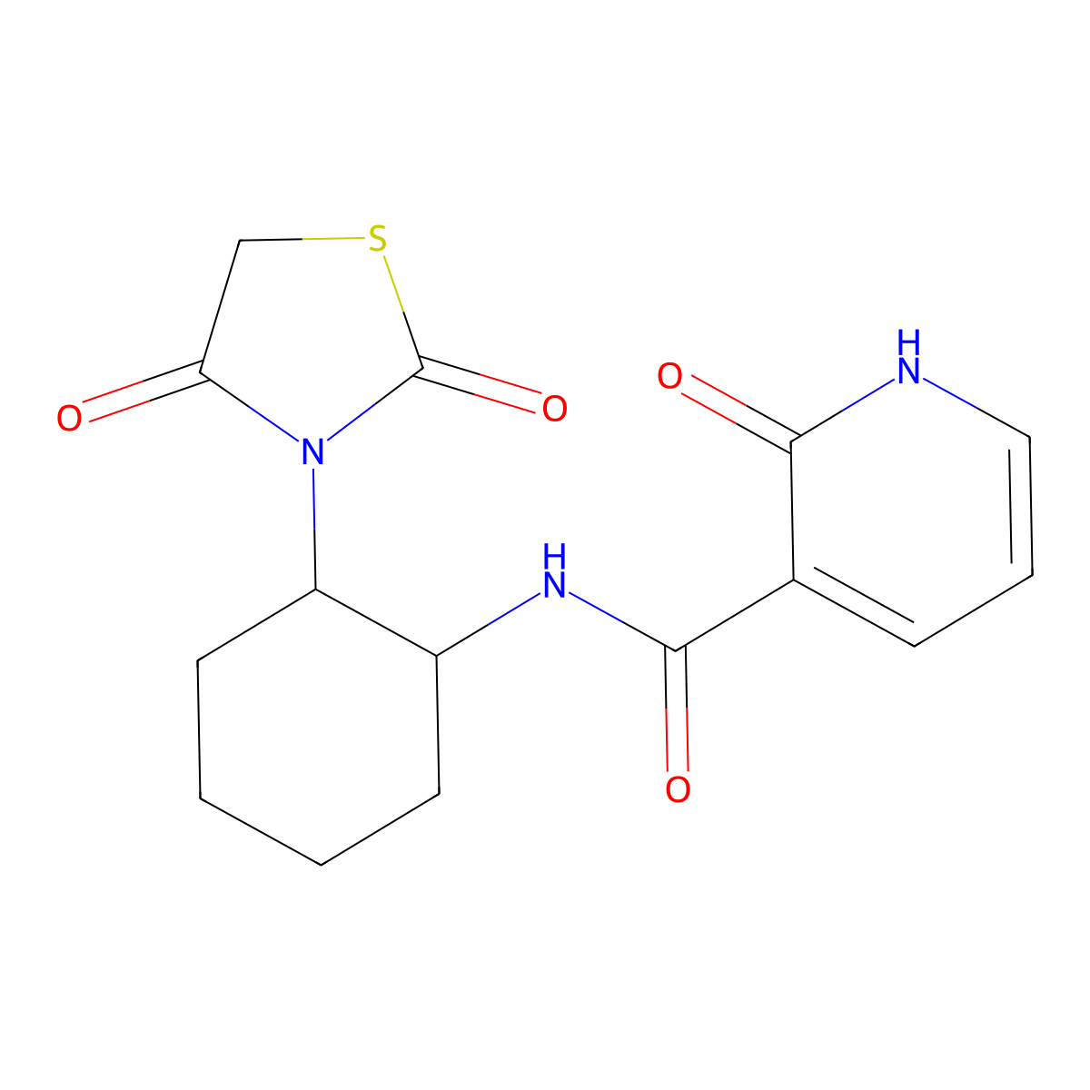 N-(2-(2,4-dioxothiazolidin-3-yl)cyclohexyl)-2-oxo-1,2-dihydropyridine-3-carboxamide molecular structure, CAS 1207021-04-2