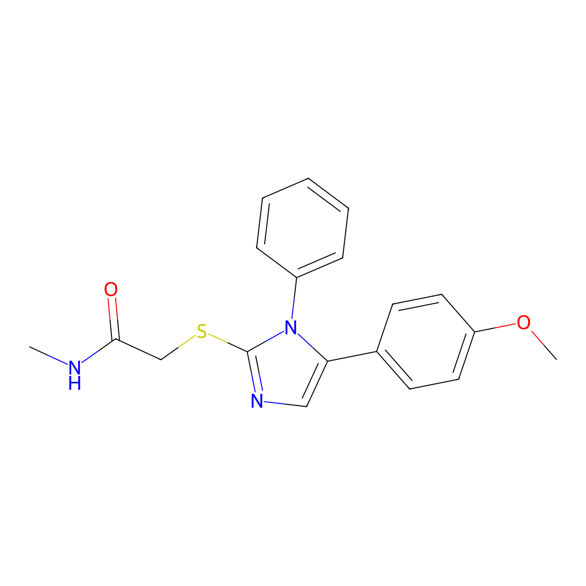 2-((5-(4-methoxyphenyl)-1-phenyl-1H-imidazol-2-yl)thio)-N-methylacetamide molecular structure, CAS 1207021-05-3