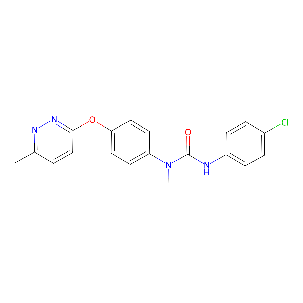 3-(4-Chlorophenyl)-1-methyl-1-(4-((6-methylpyridazin-3-yl)oxy)phenyl)urea molecular structure, CAS 1207021-06-4