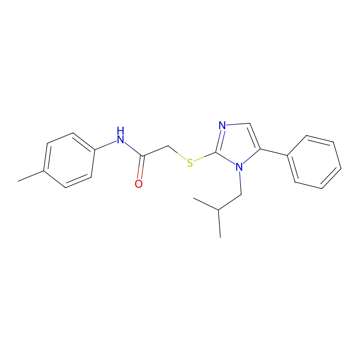 2-((1-isobutyl-5-phenyl-1H-imidazol-2-yl)thio)-N-(p-tolyl)acetamide molecular structure, CAS 1207021-15-5