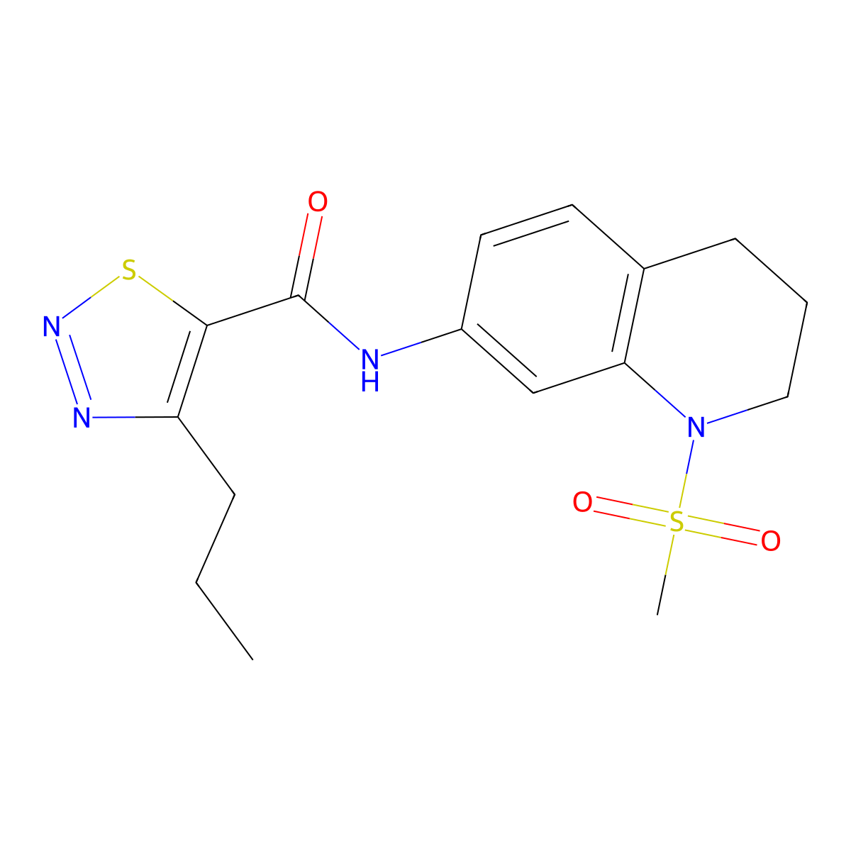 N-(1-(methylsulfonyl)-1,2,3,4-tetrahydroquinolin-7-yl)-4-propyl-1,2,3-thiadiazole-5-carboxamide molecular structure, CAS 1207021-16-6