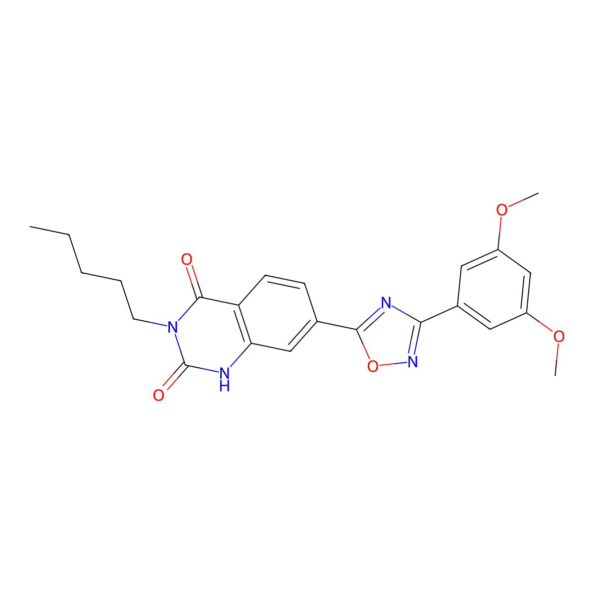 7-(3-(3,5-dimethoxyphenyl)-1,2,4-oxadiazol-5-yl)-3-pentylquinazoline-2,4(1H,3H)-dione molecular structure, CAS 1207021-18-8