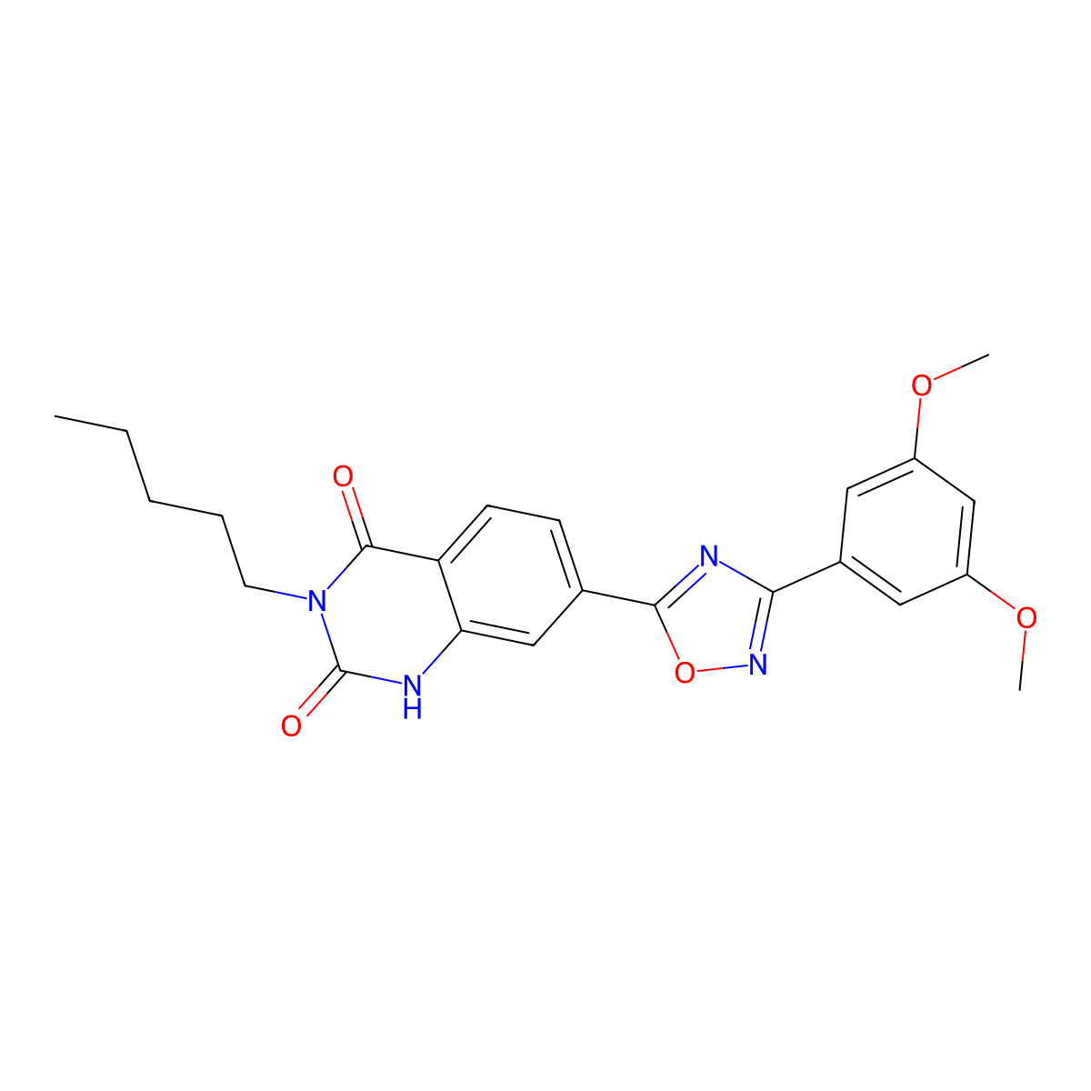7-(3-(3,5-dimethoxyphenyl)-1,2,4-oxadiazol-5-yl)-3-pentylquinazoline-2,4(1H,3H)-dione molecular structure, CAS 1207021-18-8