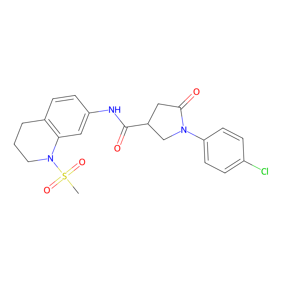 1-(4-chlorophenyl)-N-(1-(methylsulfonyl)-1,2,3,4-tetrahydroquinolin-7-yl)-5-oxopyrrolidine-3-carboxamide molecular structure, CAS 1207021-23-5