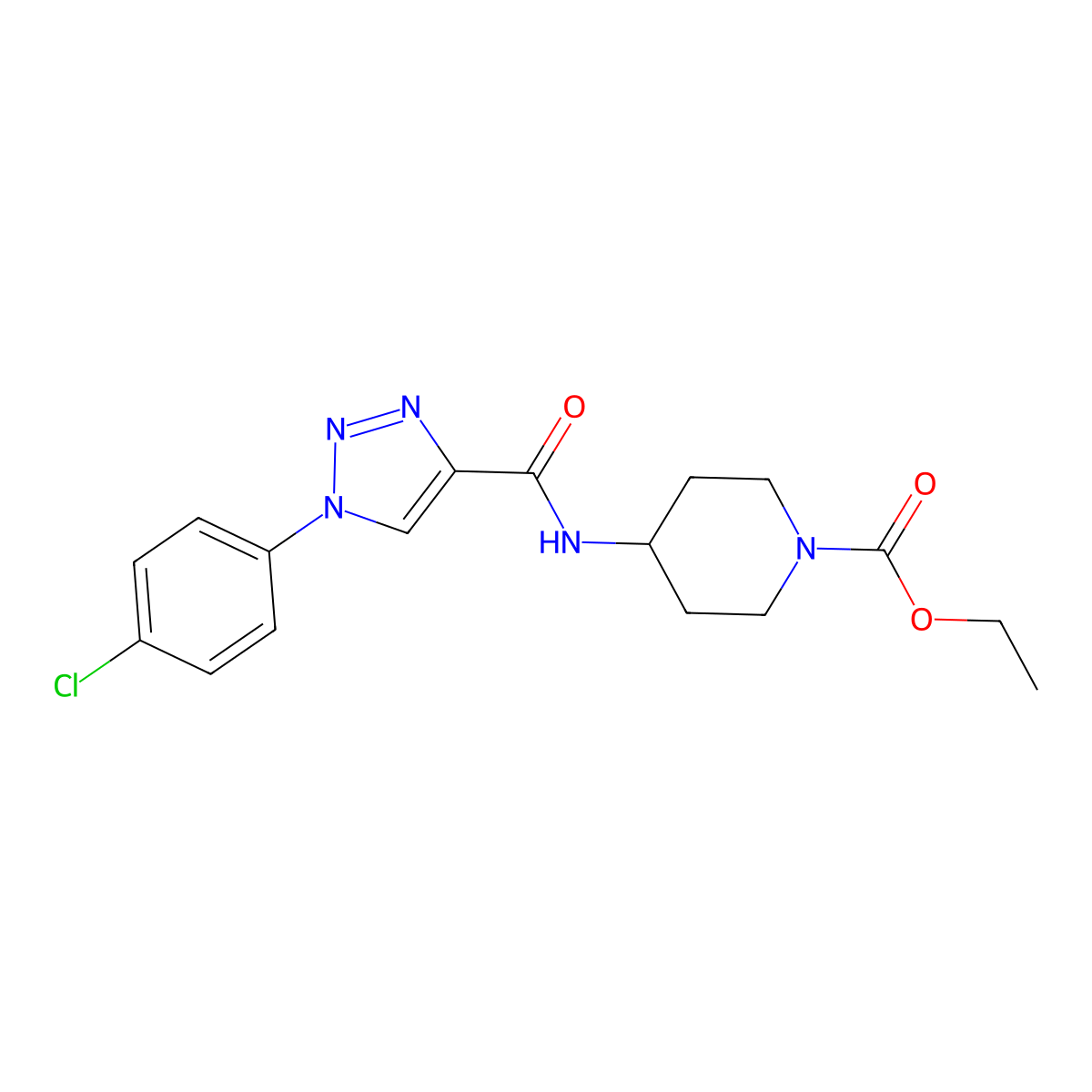 ethyl 4-({[1-(4-chlorophenyl)-1H-1,2,3-triazol-4-yl]carbonyl}amino)piperidine-1-carboxylate molecular structure, CAS 1207021-25-7