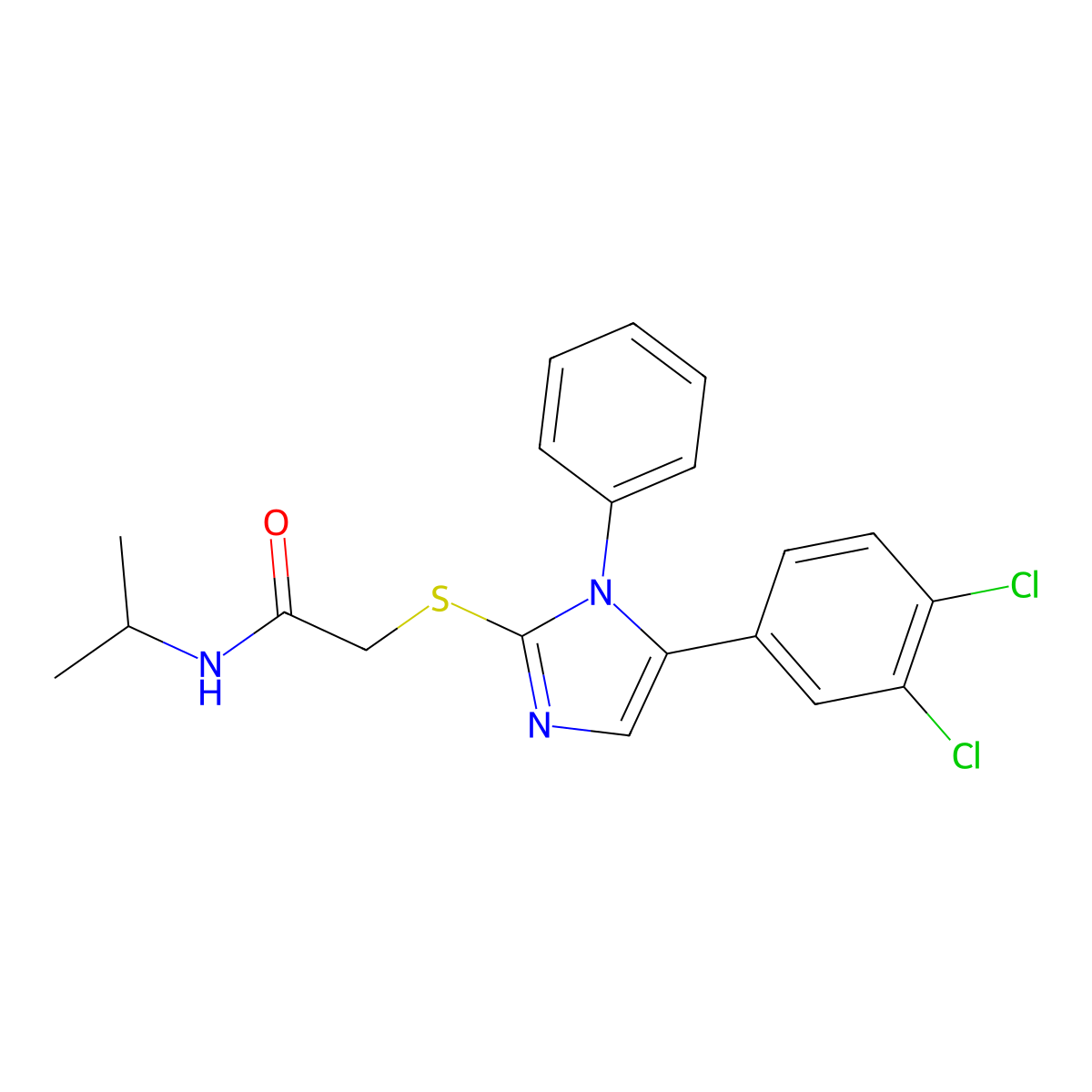 2-((5-(3,4-dichlorophenyl)-1-phenyl-1H-imidazol-2-yl)thio)-N-isopropylacetamide molecular structure, CAS 1207021-27-9