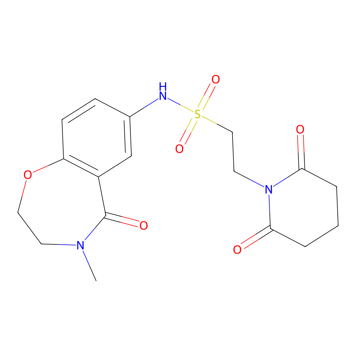 2-(2,6-dioxopiperidin-1-yl)-N-(4-methyl-5-oxo-2,3,4,5-tetrahydrobenzo[f][1,4]oxazepin-7-yl)ethanesulfonamide molecular structure, CAS 1207021-31-5
