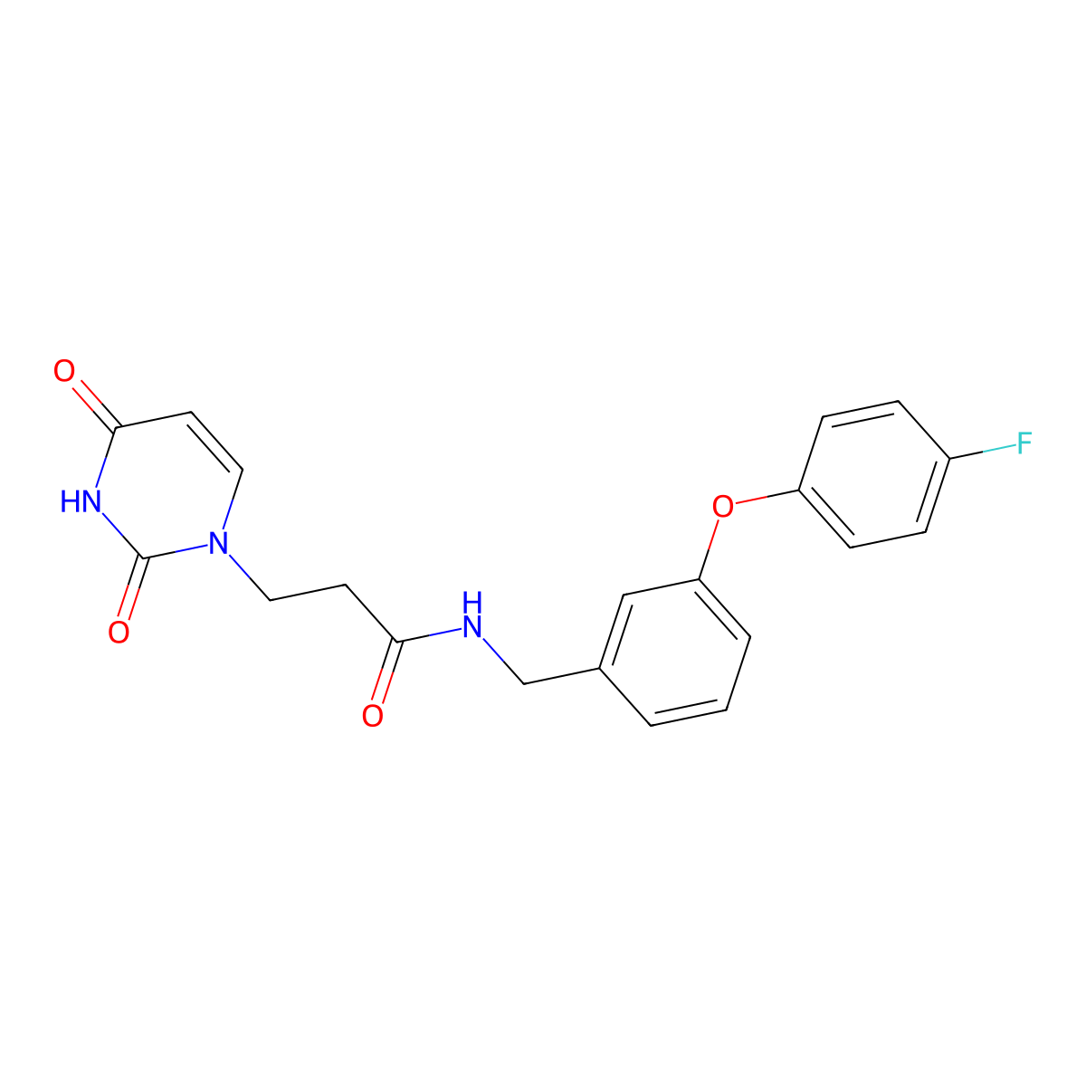 3-(2,4-dioxo-3,4-dihydropyrimidin-1(2H)-yl)-N-(3-(4-fluorophenoxy)benzyl)propanamide molecular structure, CAS 1207021-33-7