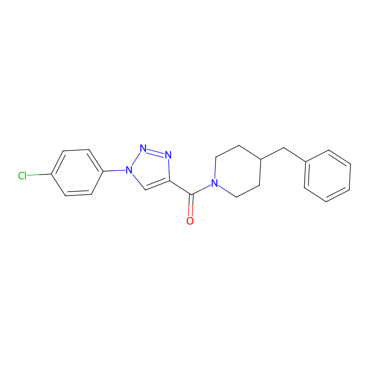 4-benzyl-1-[1-(4-chlorophenyl)-1H-1,2,3-triazole-4-carbonyl]piperidine molecular structure, CAS 1207021-34-8