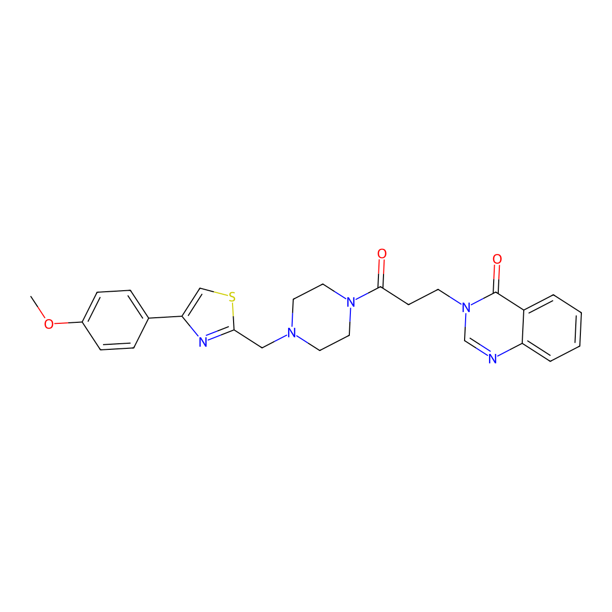 3-(3-(4-((4-(4-methoxyphenyl)thiazol-2-yl)methyl)piperazin-1-yl)-3-oxopropyl)quinazolin-4(3H)-one molecular structure, CAS 1207021-38-2