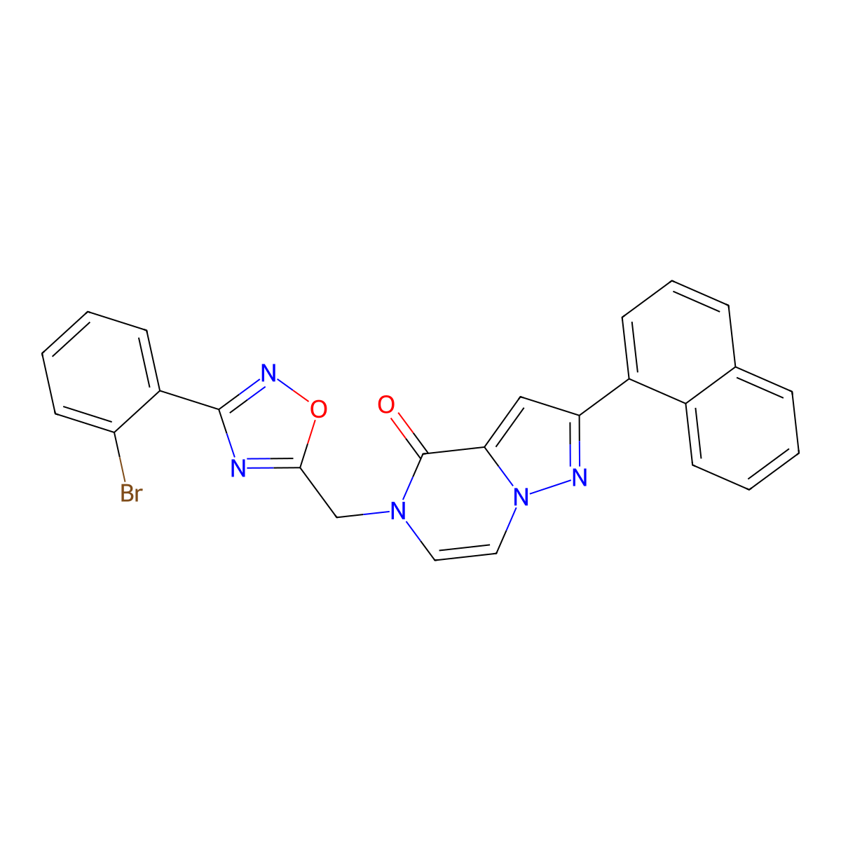 5-((3-(2-bromophenyl)-1,2,4-oxadiazol-5-yl)methyl)-2-(naphthalen-1-yl)pyrazolo[1,5-a]pyrazin-4(5H)-one molecular structure, CAS 1207021-40-6