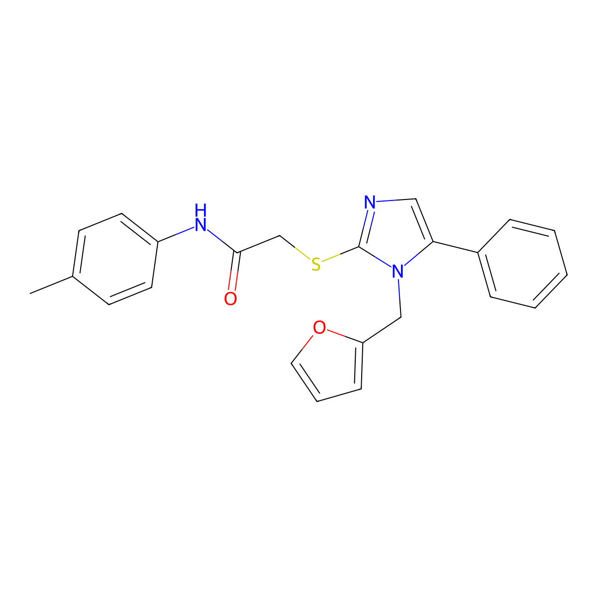 2-((1-(furan-2-ylmethyl)-5-phenyl-1H-imidazol-2-yl)thio)-N-(p-tolyl)acetamide molecular structure, CAS 1207021-45-1