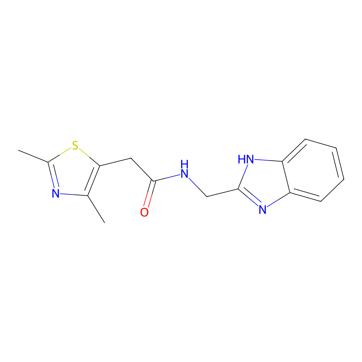 N-((1H-benzo[d]imidazol-2-yl)methyl)-2-(2,4-dimethylthiazol-5-yl)acetamide molecular structure, CAS 1207021-46-2