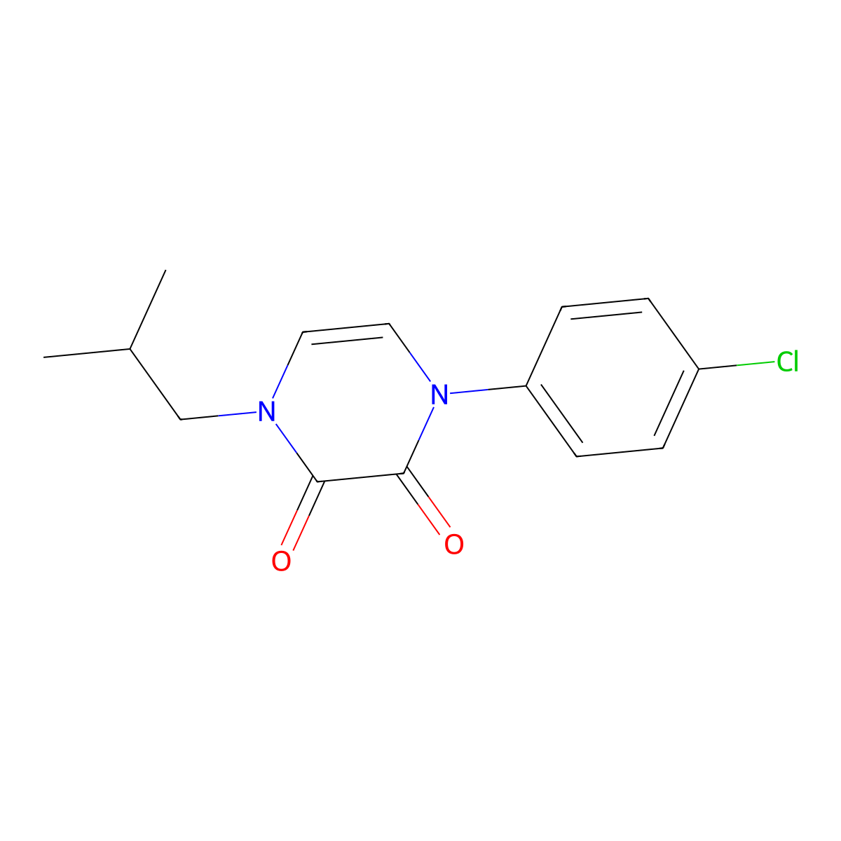 1-(4-chlorophenyl)-4-isobutylpyrazine-2,3(1H,4H)-dione molecular structure, CAS 1207021-48-4