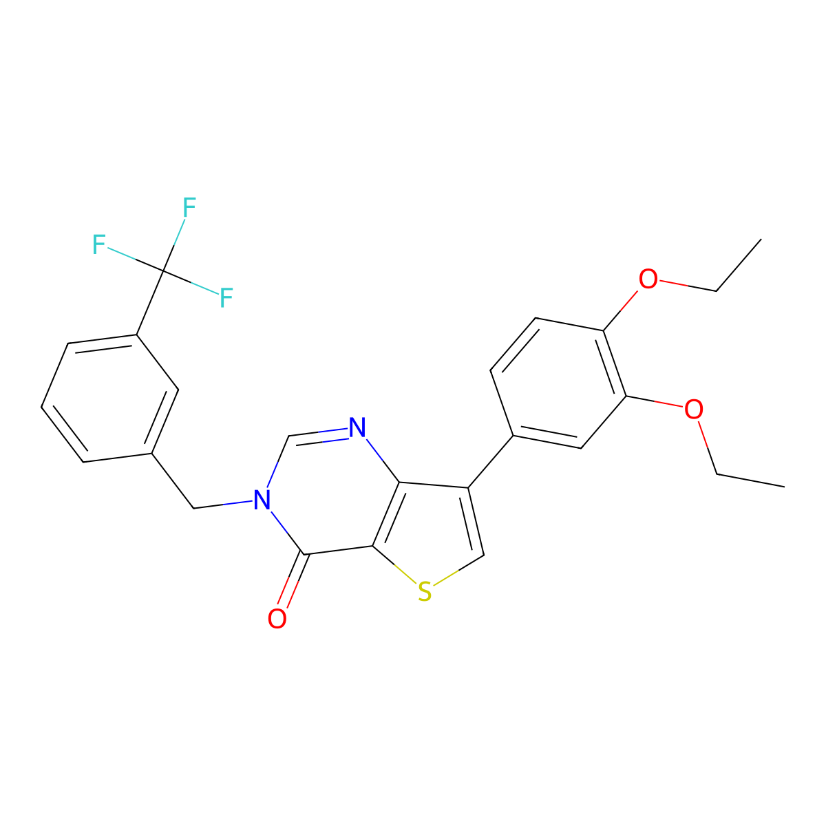 7-(3,4-diethoxyphenyl)-3-[3-(trifluoromethyl)benzyl]thieno[3,2-d]pyrimidin-4(3H)-one molecular structure, CAS 1207021-49-5