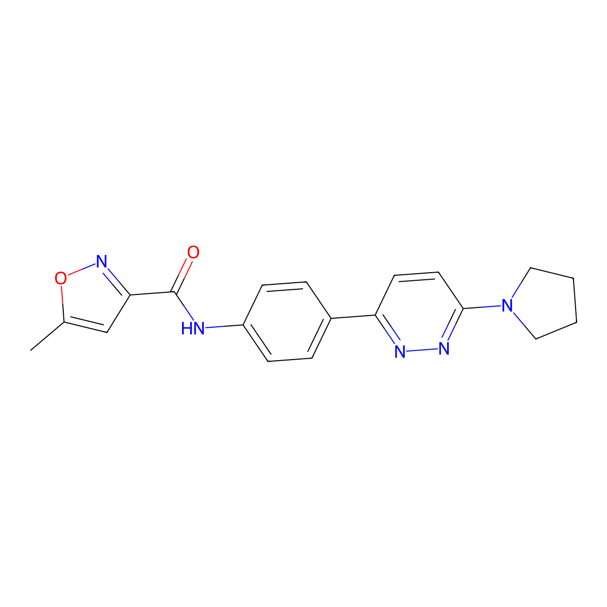 5-methyl-N-(4-(6-(pyrrolidin-1-yl)pyridazin-3-yl)phenyl)isoxazole-3-carboxamide molecular structure, CAS 1207021-62-2