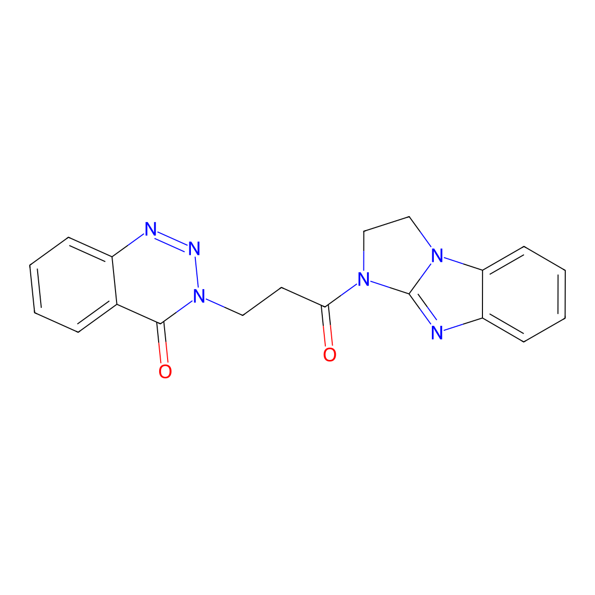 3-(3-Oxo-3-{2,5,7-triazatricyclo[6.4.0.0^{2,6}]dodeca-1(8),6,9,11-tetraen-5-yl}propyl)-3,4-dihydro-1,2,3-benzotriazin-4-one molecular structure, CAS 1207021-68-8