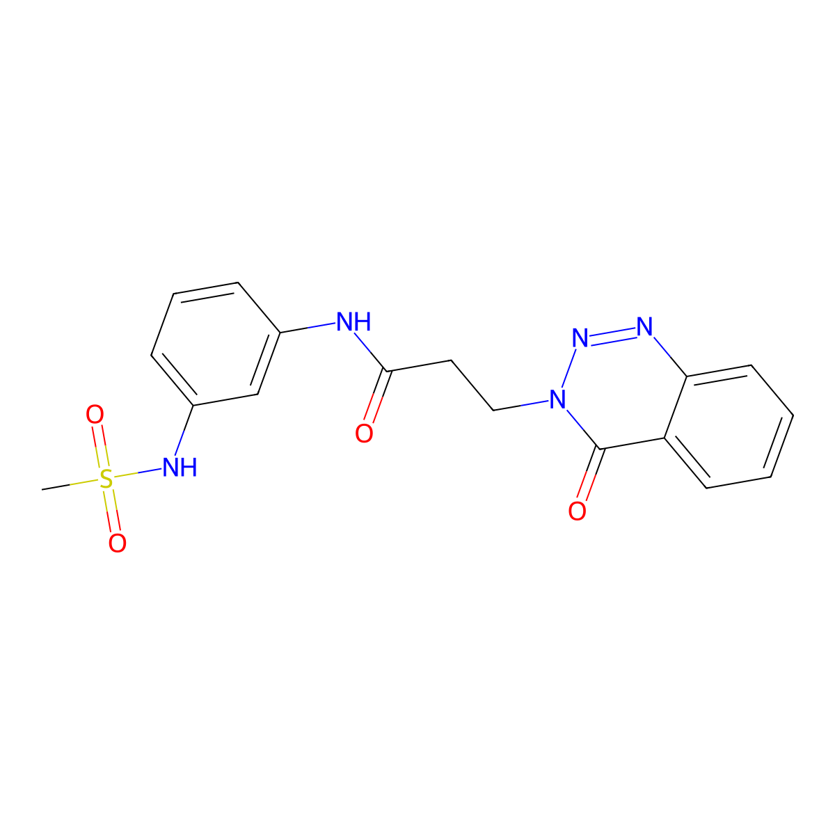 N-(3-methanesulfonamidophenyl)-3-(4-oxo-3,4-dihydro-1,2,3-benzotriazin-3-yl)propanamide molecular structure, CAS 1207021-87-1