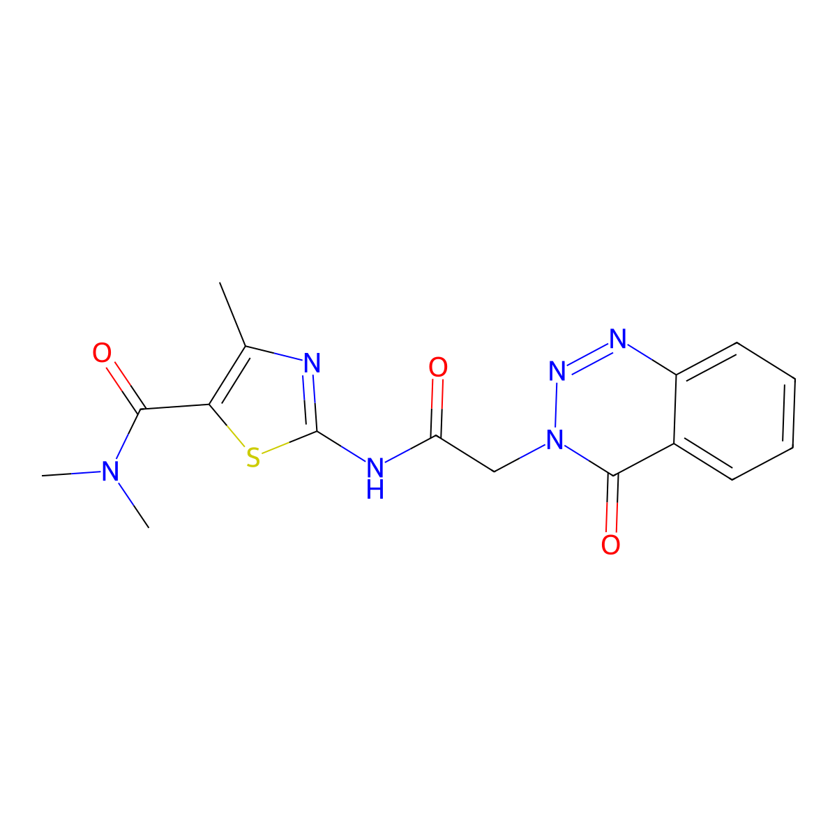 N,N,4-trimethyl-2-(2-(4-oxobenzo[d][1,2,3]triazin-3(4H)-yl)acetamido)thiazole-5-carboxamide molecular structure, CAS 1207021-95-1