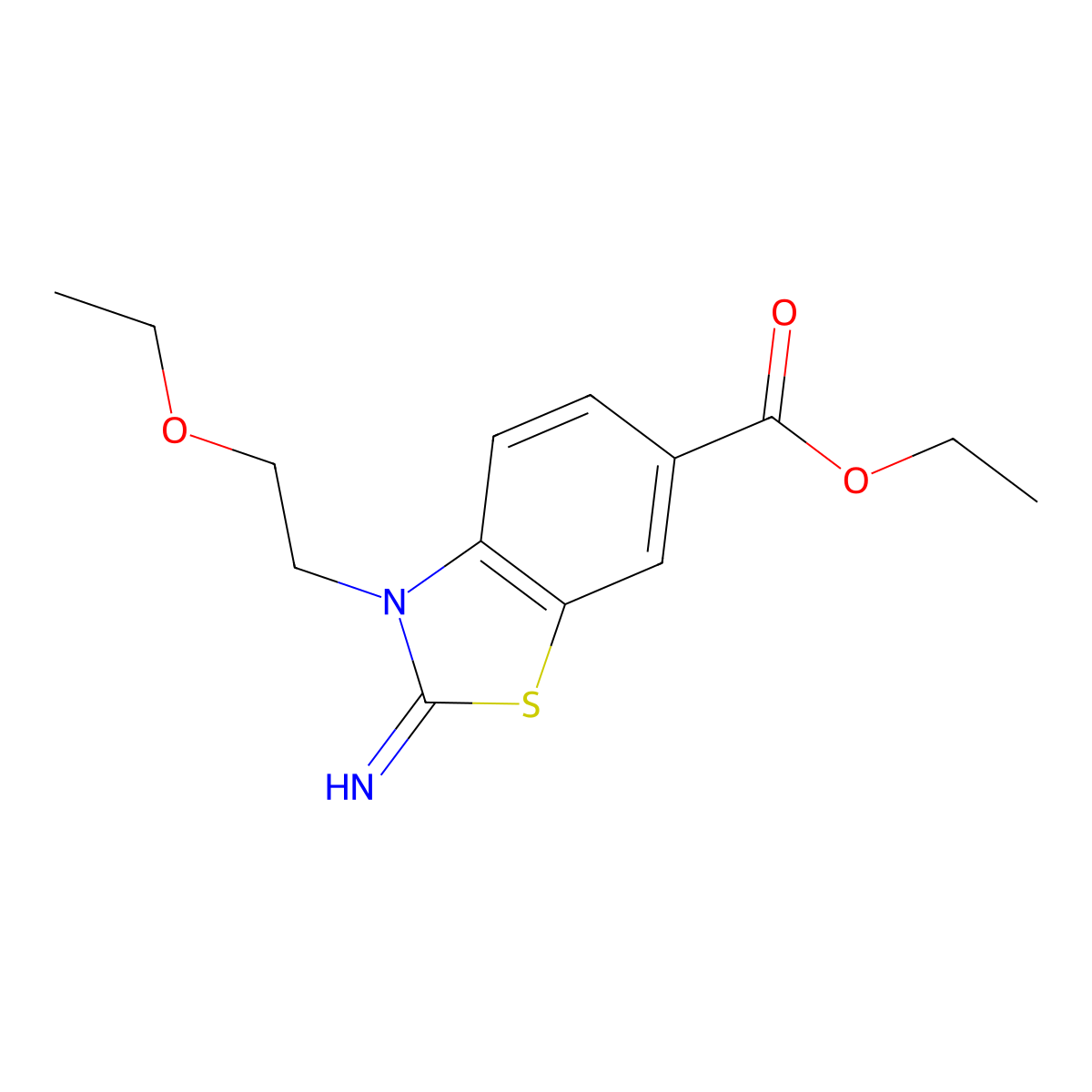 Ethyl 3-(2-ethoxyethyl)-2-imino-2,3-dihydrobenzo[d]thiazole-6-carboxylate molecular structure, CAS 1207021-96-2