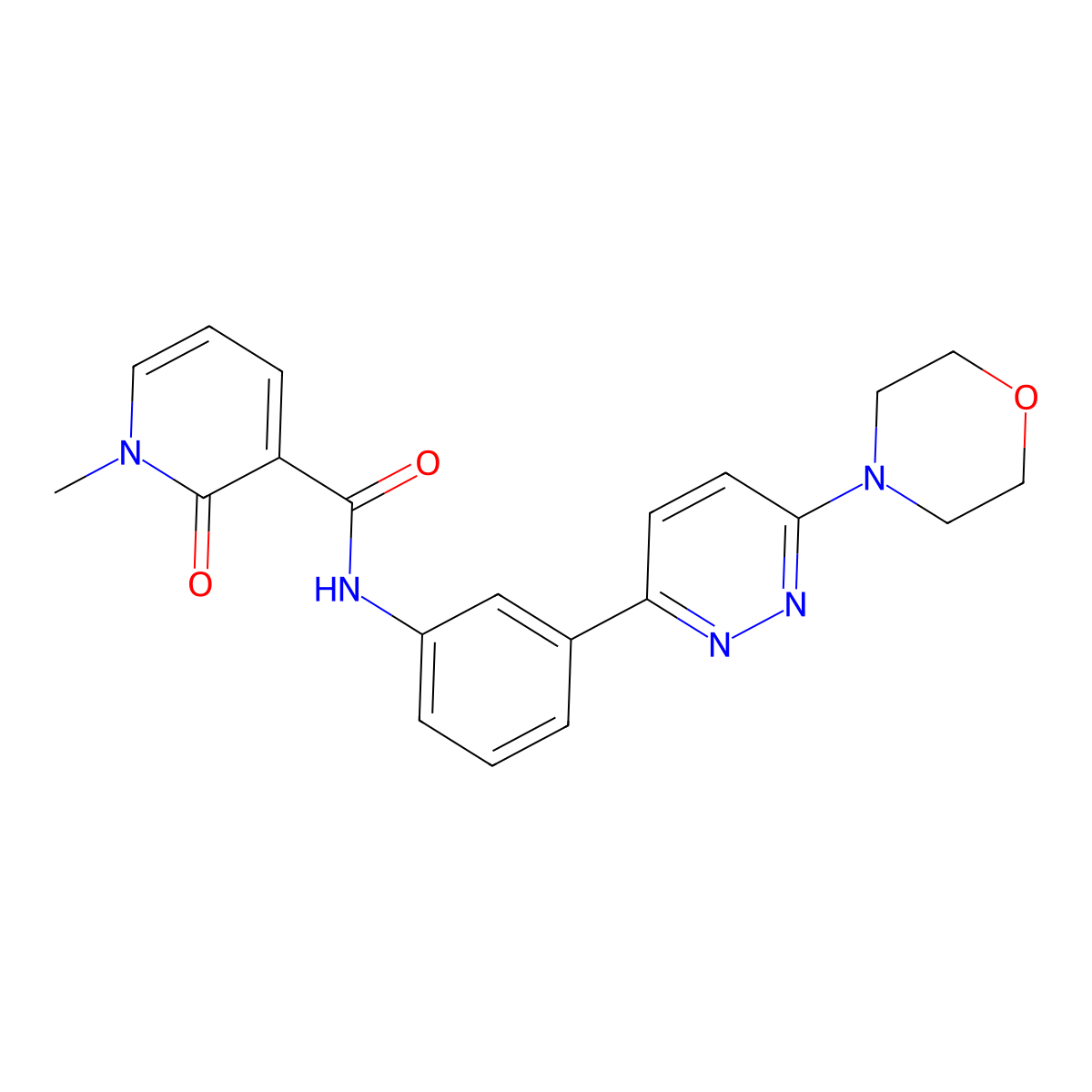 1-methyl-N-(3-(6-morpholinopyridazin-3-yl)phenyl)-2-oxo-1,2-dihydropyridine-3-carboxamide molecular structure, CAS 1207021-97-3