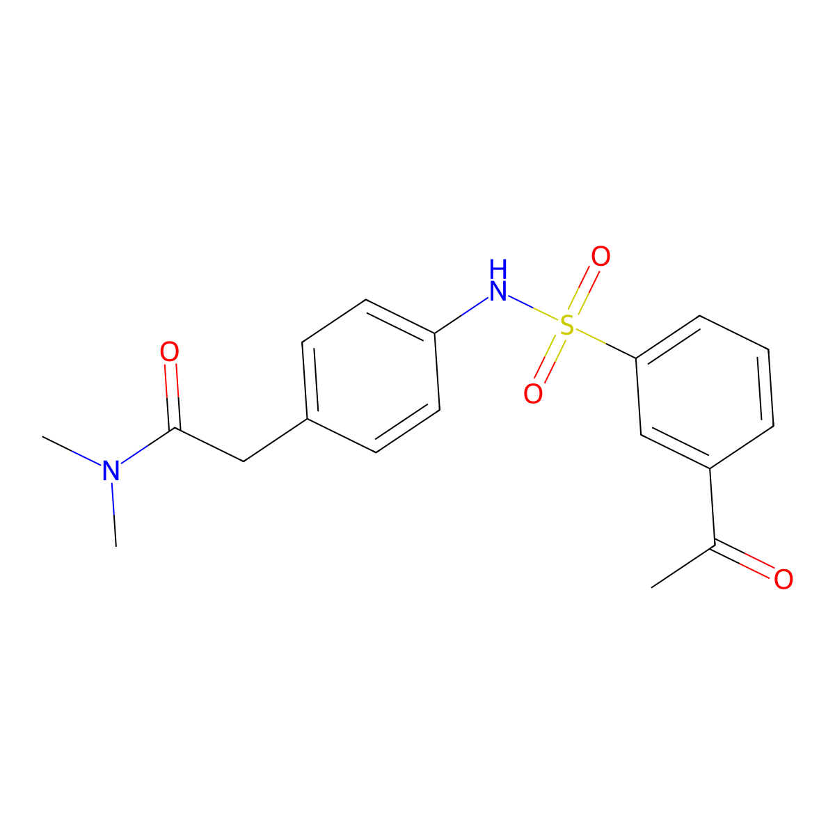 2-(4-(3-acetylphenylsulfonamido)phenyl)-N,N-dimethylacetamide molecular structure, CAS 1207022-00-1