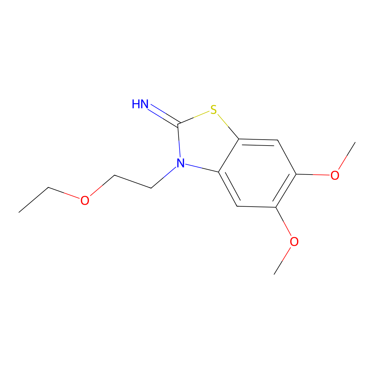 3-(2-ethoxyethyl)-5,6-dimethoxybenzo[d]thiazol-2(3H)-imine molecular structure, CAS 1207022-04-5