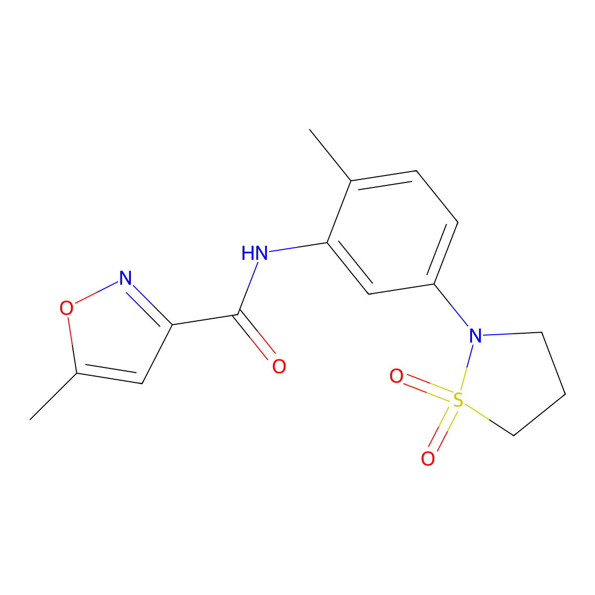 N-(5-(1,1-dioxidoisothiazolidin-2-yl)-2-methylphenyl)-5-methylisoxazole-3-carboxamide molecular structure, CAS 1207022-10-3