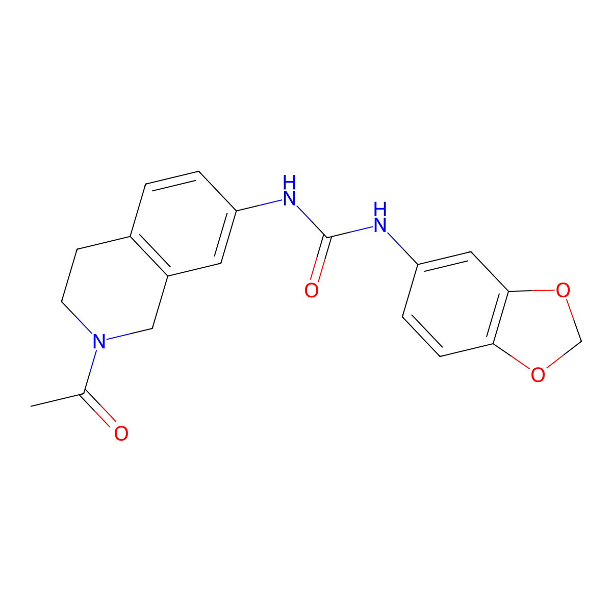 1-(2-Acetyl-1,2,3,4-tetrahydroisoquinolin-7-yl)-3-(benzo[d][1,3]dioxol-5-yl)urea molecular structure, CAS 1207022-16-9