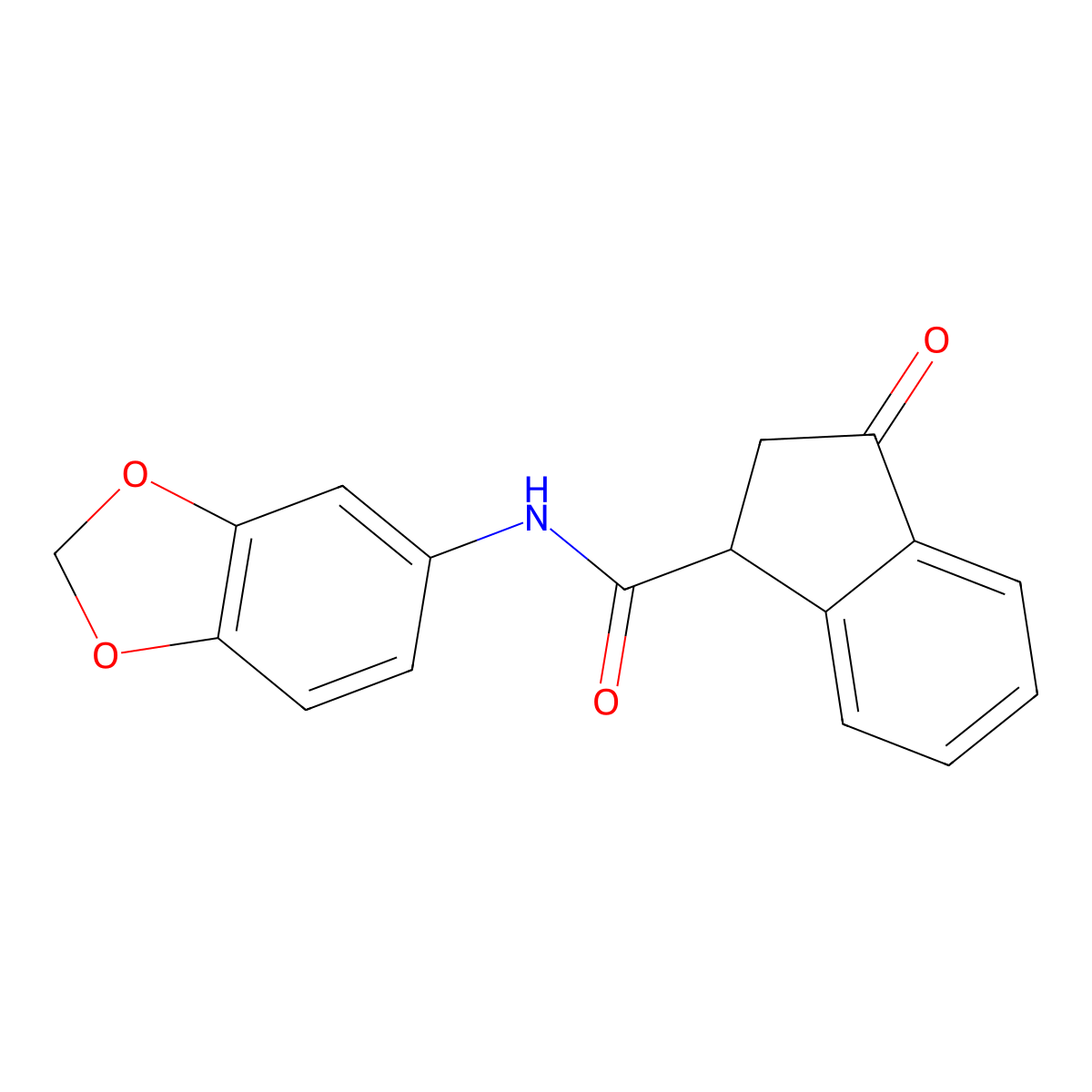 N-(benzo[d][1,3]dioxol-5-yl)-3-oxo-2,3-dihydro-1H-indene-1-carboxamide molecular structure, CAS 1207022-17-0
