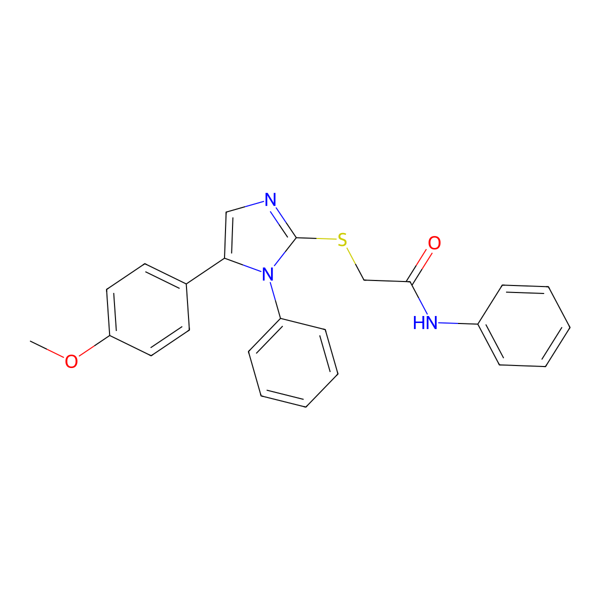 2-((5-(4-methoxyphenyl)-1-phenyl-1H-imidazol-2-yl)thio)-N-phenylacetamide molecular structure, CAS 1207022-21-6
