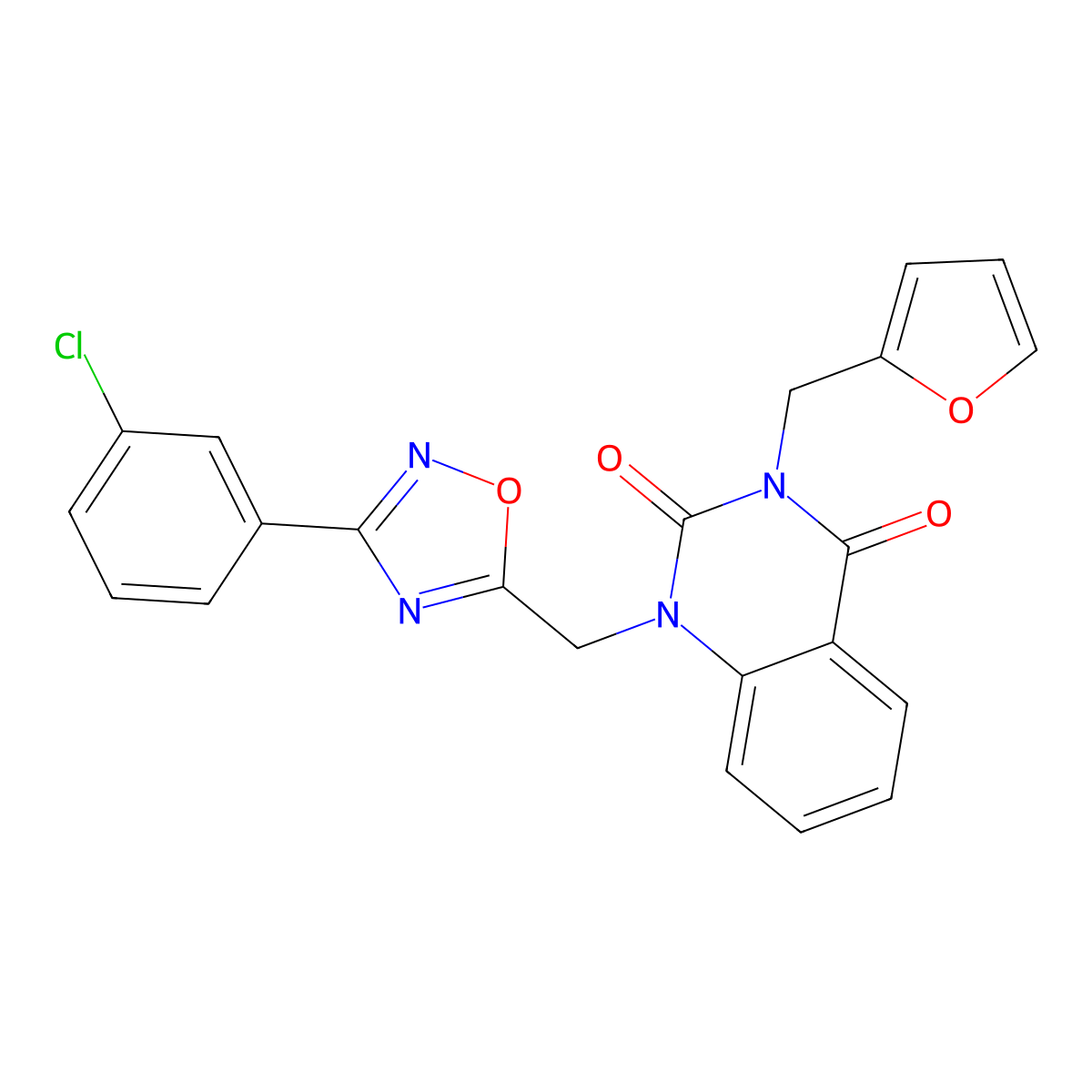 1-((3-(3-chlorophenyl)-1,2,4-oxadiazol-5-yl)methyl)-3-(furan-2-ylmethyl)quinazoline-2,4(1H,3H)-dione molecular structure, CAS 1207022-50-1