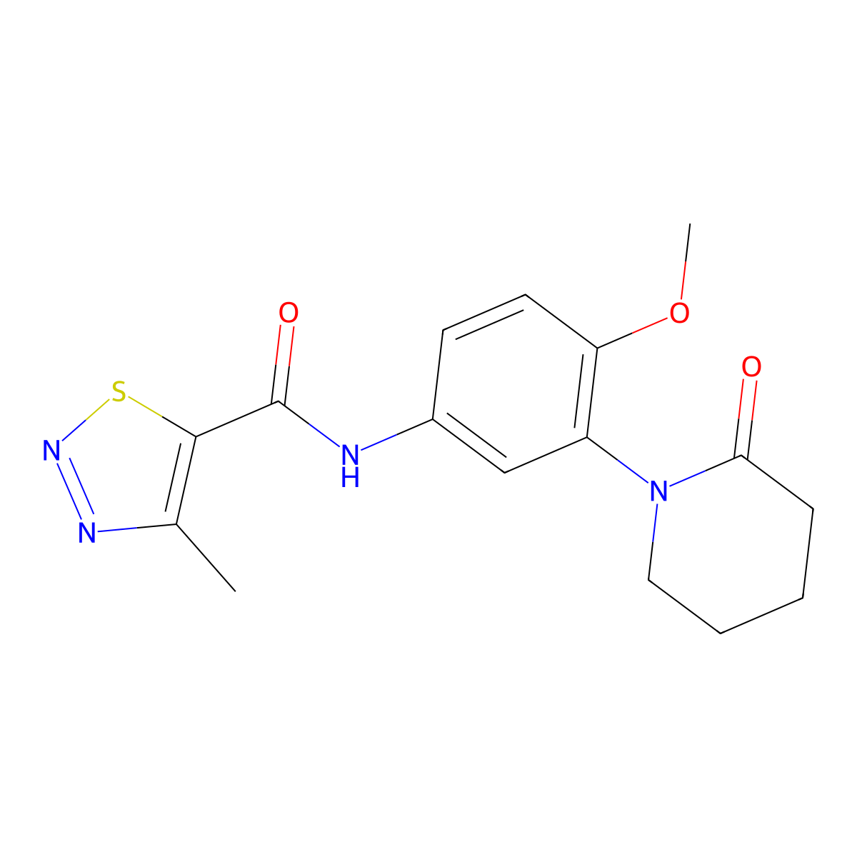N-[4-methoxy-3-(2-oxopiperidin-1-yl)phenyl]-4-methyl-1,2,3-thiadiazole-5-carboxamide molecular structure, CAS 1207022-51-2
