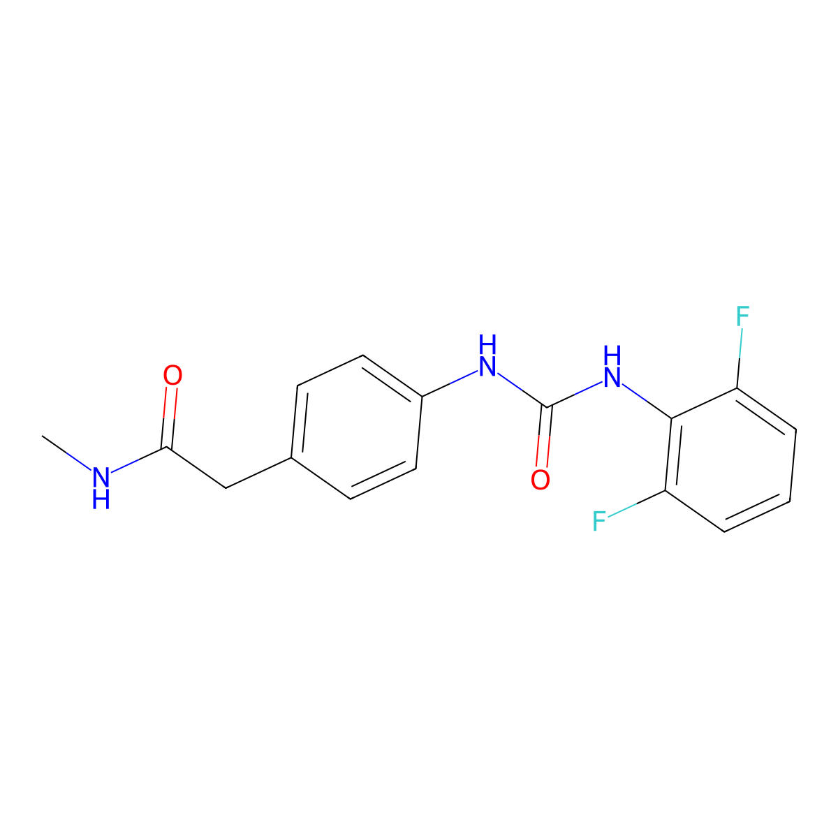 2-(4-(3-(2,6-difluorophenyl)ureido)phenyl)-N-methylacetamide molecular structure, CAS 1207022-57-8