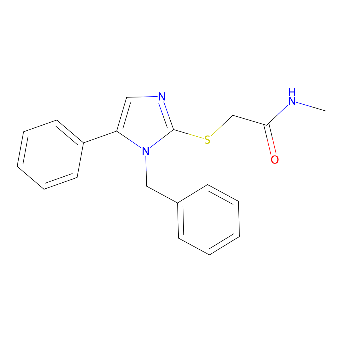 2-((1-benzyl-5-phenyl-1H-imidazol-2-yl)thio)-N-methylacetamide molecular structure, CAS 1207022-59-0